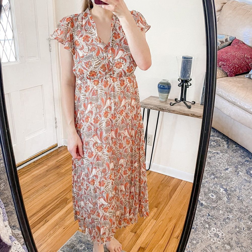The Korner Tirana Floral Pleated Maxi Dress XS